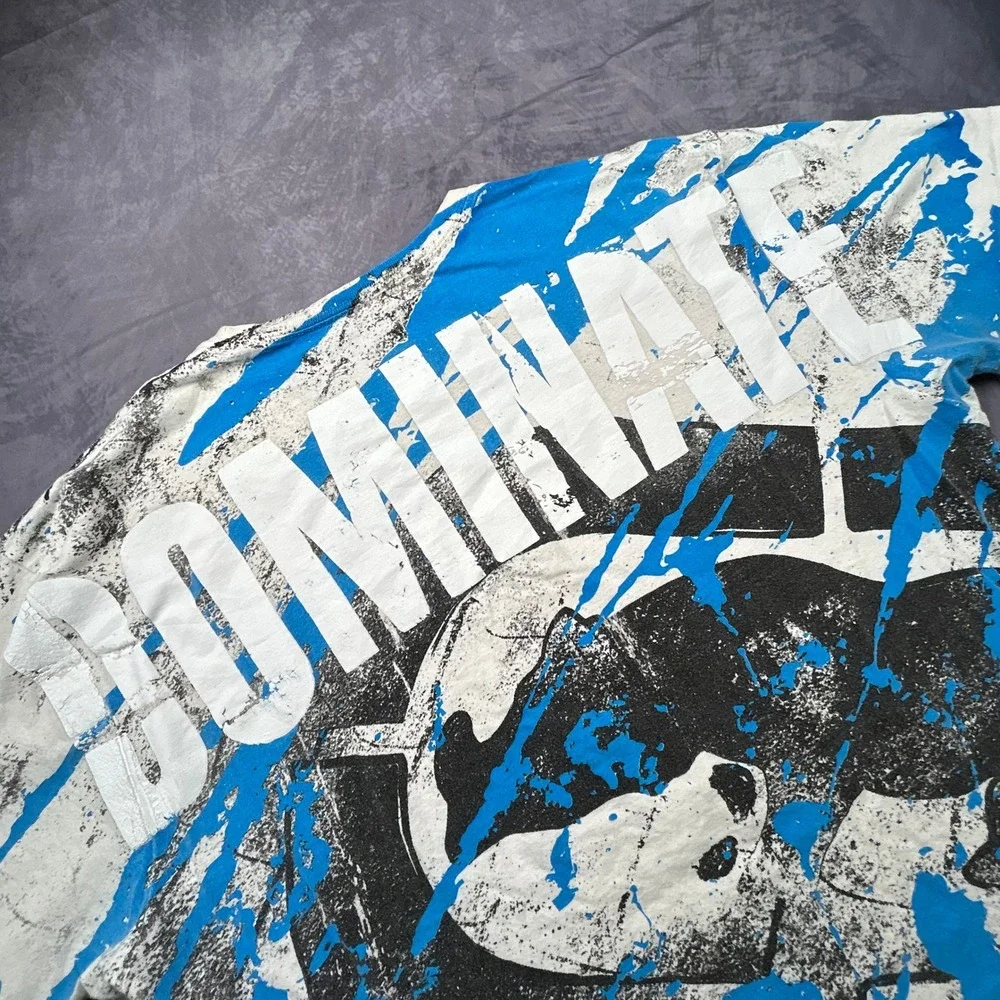 Vintage Ecko Unltd MMA T-Shirt XL Blue White All Over Print Y2K Dominate Graphic
